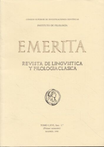 Emérito: Revista de Lingvistica y Filología Clásica. Tomo 66, fasc. 1. Consejo s - Imagen 1 de 1