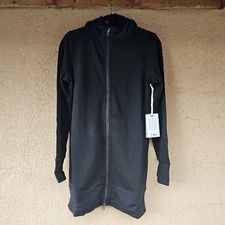 Nwt Ibex Women's Shak Long Jacket Hoodie Merino Wool Black M