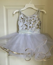 Weissman White Gold Flip Sequins Dance Costume Ballet Tap Jazz Child Large EUC