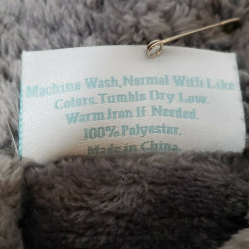 Damen Türkis Plüsch Weich Warm Fleece Bademantel Grau Medium Morgenmantel Waffelbesatz - Bild 9 von 9