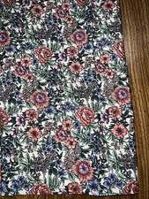 Spring/Summer Floral Fabric - 43" X 1 Yard 14" - Red/Blue Flowers W/ Greenery