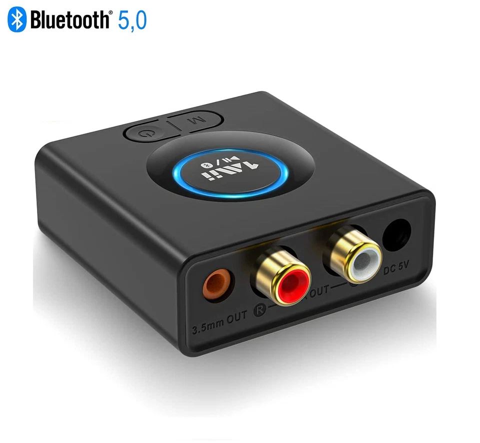 Audio Empfänger Bluetooth 5,0 Musik Stereo Adapter Extra Bass-Modus RCA 1Mii