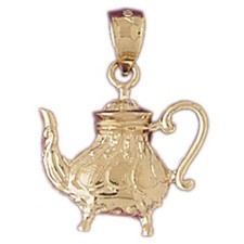 Teapot Charm Pendant 14k Gold (2 Grams)