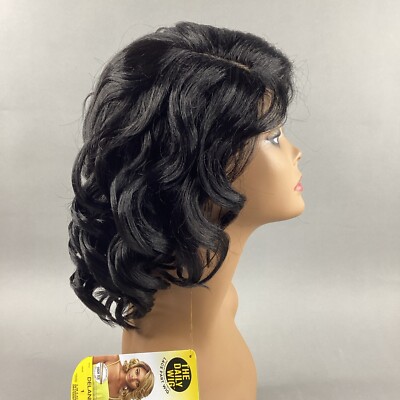 Delania Long Curly #1 Jet Black Premium Synthetic Lace Part Wig