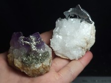 Fantasy Pewter Miners Scene on Amethyst and Moroccan Geode, Locally Made in USA