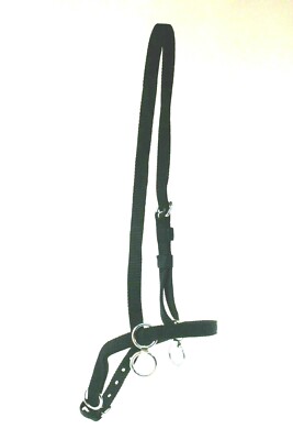 Black Nylon Doubled and Stitched 3/4'' Ring Caveson Horse Size