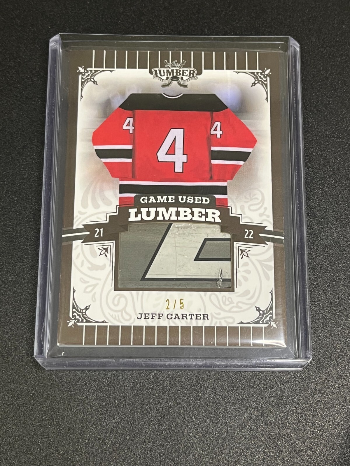 JEFF CARTER 2021-22 Leaf Lumber Game Used Relic Black 2/5 PENGUINS
