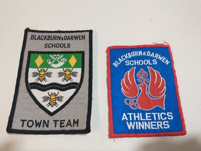 2x Blackburn Schools Athletic Association Winners Town Team Patch Abzeichen FC20#30