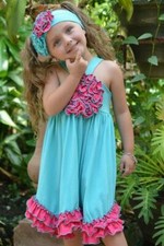 Serendipity Aqua Swing Dress With Trim