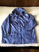 Tudor Court By Haband 2x Blue Button Up Lined Windbreaker Jacket Detachable Hood