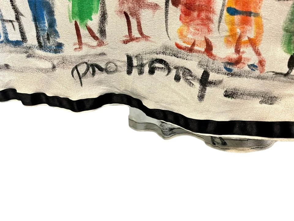 Rare Kevin Charles (Pro Hart) ink painted on pure silk skirt (At the races) 1980 - image 4 of 4