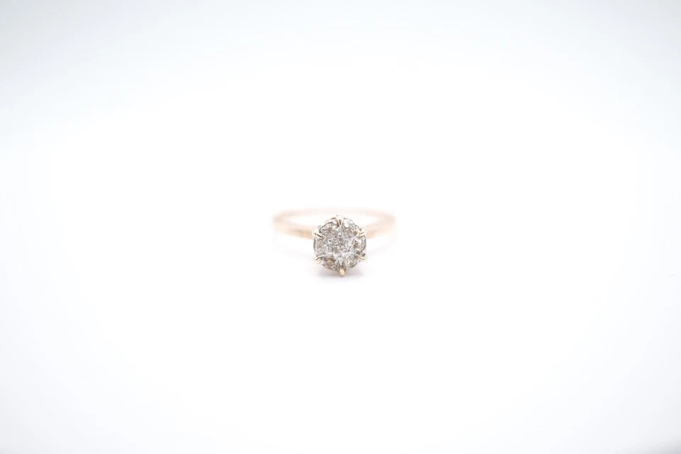 14K Yellow Gold Filigree Diamond Cluster Ring Size 6.5   - Image 3 of 4