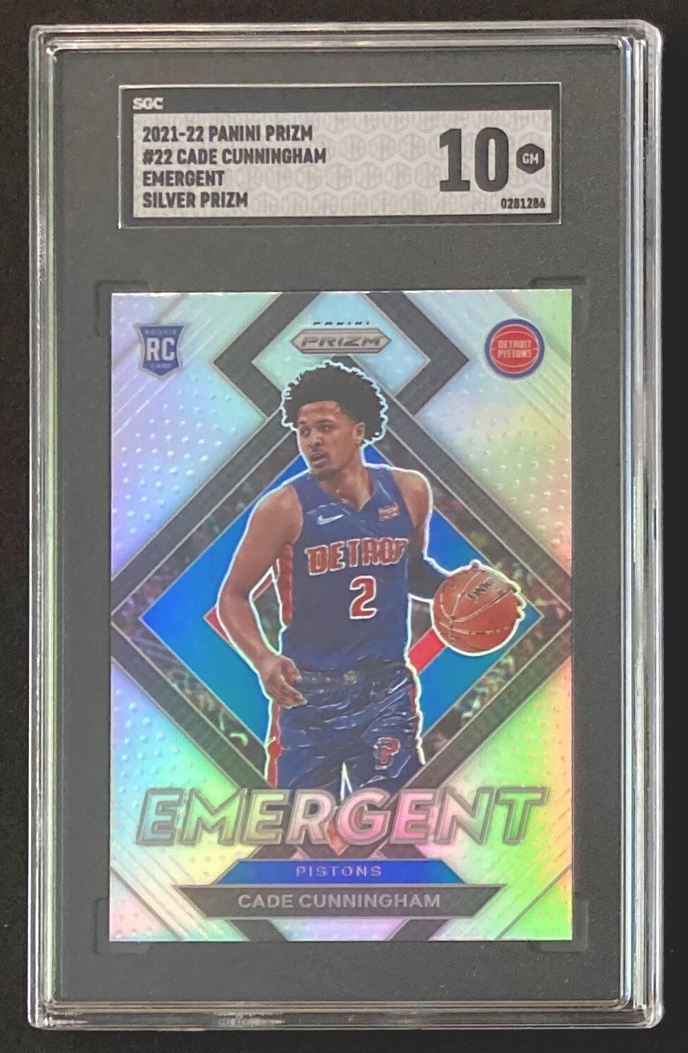 2021-22 Panini Prizm Cade Cunningham RC Rookie Emergent SILVER PRIZM SGC 10 #22