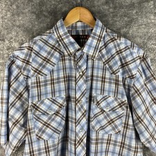 Roper Shirt Mens Extra Large Blue Plaid Rodeo Western Cowboy Yoke Pearl Snap