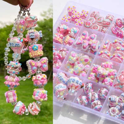 Phone Charm Hand painted Beads Phone Accessories Keyring Kawaii