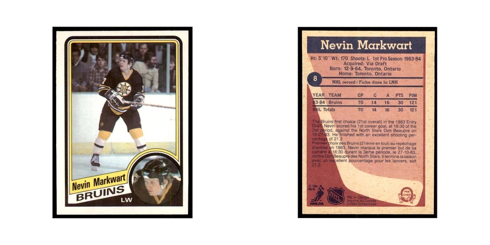 1984 O-Pee-Chee Nevin Markwart RC Boston Bruins #8 - Image 3 of 3