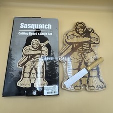Sasquatch Cutting Board W/ Knife Set Bigfoot 12.6"x 7" Bamboo Charcuterie board