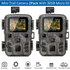 1/2 Pack Mini Hunting Game Trail Camera 24MP 1080P Waterproof Cam Night Vision