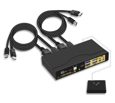 CKLau 2 Port USB 3.0 Displayport KVM Switch DP 1.4 für 2 Computer Nr.1724