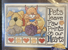 Vtg Rare Dimensions Creative Accents Pets Cross Stitch kit 79031