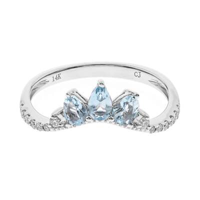 Gin and Grace Amelia 14K White Gold Pear-Cut Aquamarine Ring 0.27tcw 6
