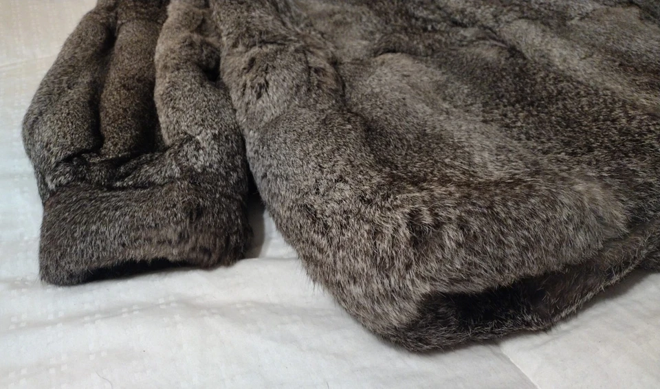 Vintage Berman’s France Rabbit Fur Coat Women's Long Sleeve Lined Size Medium - Image 2 of 4