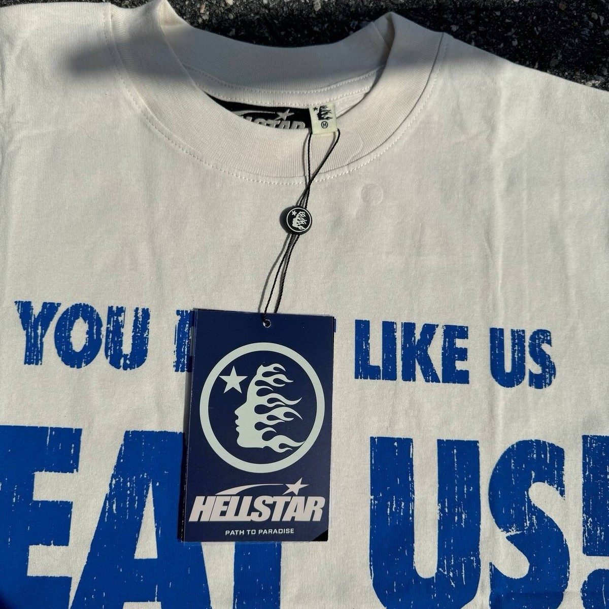 Hellstar Beat Us! T-shirt White/Blue | eBay
