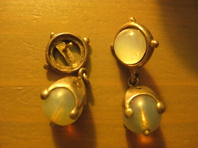FOR PARTS OR REPAIR Sterling Silver Round Moonstone Moon Stone Gemstone Earrings