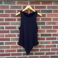 Express Black Sleeveless Scoop Neck BodyCon Snap Button Bodysuit