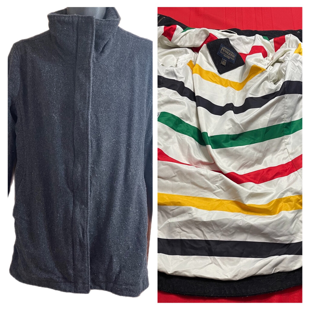 Pendleton Wool Coat Jacket Striped Blanket  Linin… - image 1