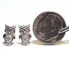 New 925 Sterling Silver .10ct SI2 I1 H diamond owl stud earrings unique  — photo 3