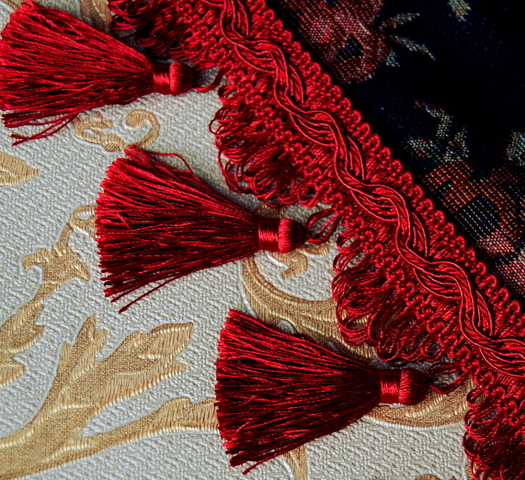 2 Meter Brokatborte Rot - Dekoband 1,6cm Für Kleidung Und Kissen