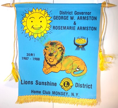 Vintage Lions Club International Flag - George Armston 20-R1 Monsey NY - 1987-88