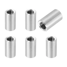 6Pcs 304 Stainless Steel M10x1.5mm Round Coupling Nuts, 0.55x0.98"(ODxH)