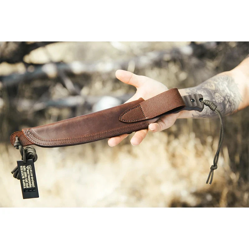 TOPS Cuchillos 13" Wild Pig Hunter Hoja Fija Montañas Rocosas Verde Mango Micarta Foto 4 de 4