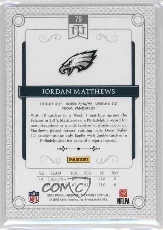 2015 Panini National Treasures /99 Jordan Matthews #79 - Image 2 of 2