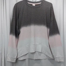 SECRET TREASURES Pajama Top Wms Size L Pink Gray Ombre Long Slv Round Neck *READ