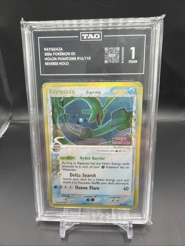 2006 Pokemon EX Holon Phantoms Rayquaza Delta Species Reverse Holo #16/110 TAG 1