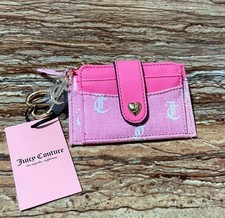 Juicy Couture Wallet Pink Denim Logo Keychain Cardholder Wallet