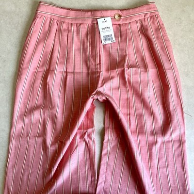 Next Petite DAMENHOSE WEITES BEIN ROSA GESTREIFT GRÖSSE 16 (465D) neu mit Etikett