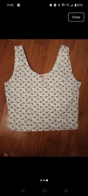 energie Womens White/Black Jerri Graphic Print Scoop Neck Wide Strap Tank L