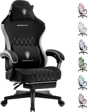 Fabric Gaming Chair, Computer Chair with Footrest and Pocket Spring Cushion