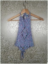 ASOS Design Pink Purple Blue Crochet Halter Neck Bandana Crop Top XS