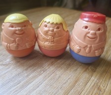 Vintage Weebles Figures x 3 Boy Girl Man With Red Hat 1970&rsquo;s Airfix