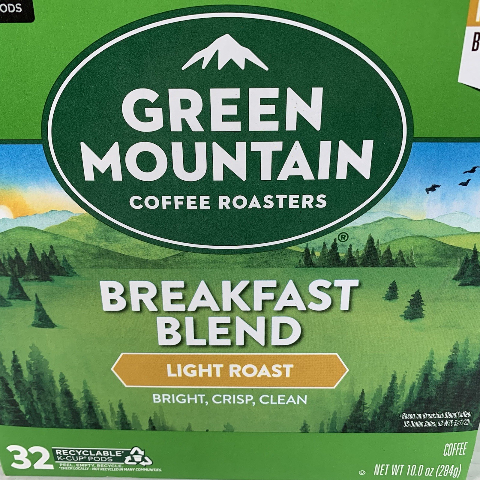 Green Mountain Coffee Breakfast Blend Keurig K-Cup Pods Light Roast 32 Count