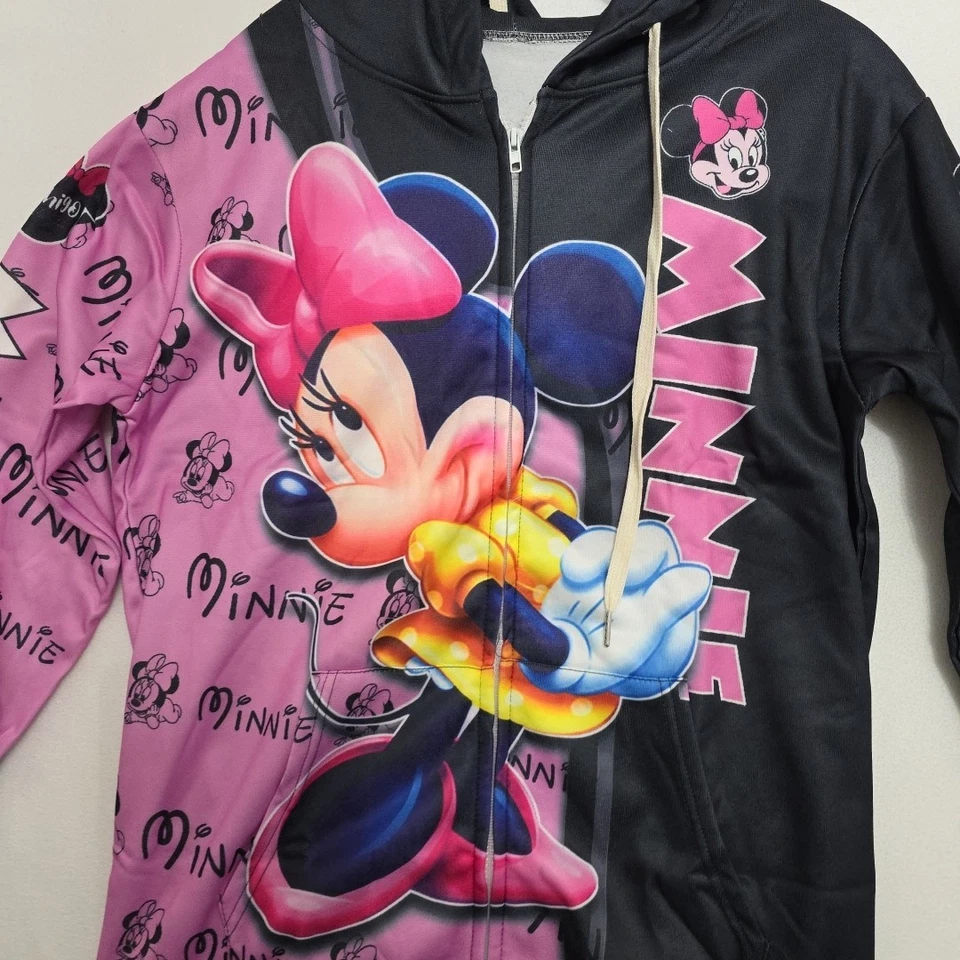 Sudadera con Capucha Walt Disney Minnie Mouse Cremallera Negra Talla XL Foto 2 de 4