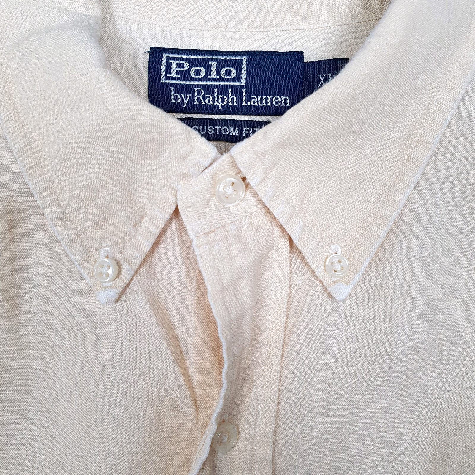 POLO RALPH LAUREN Yellow Shirt Custom Fit Long Sleeve Silk & Linen Mens XL image 4