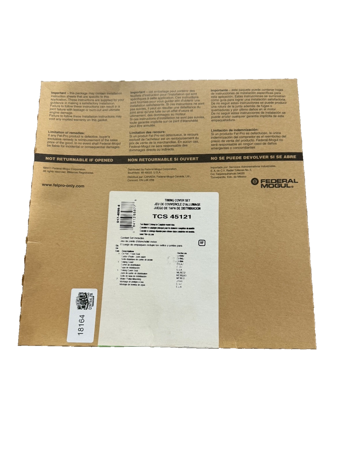Fel-Pro Engine Timing Cover Gasket Set P/N: TCS45121