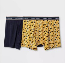 Pair of Thieves Men's Super Fit Boxer Briefs 2pk Navy Gold Yellow Large NEW 5  