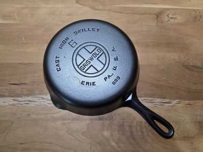 Griswold Cast Iron Skillet #6 Large Block Logo Smooth Bottom Erie Pa USA NICE!!
